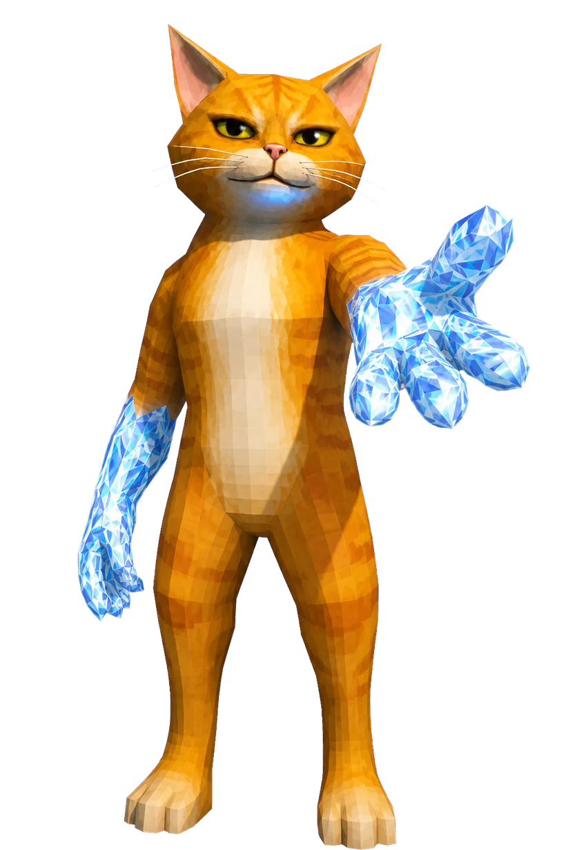 Diamond Paws Cat standing with his crystal paw raised