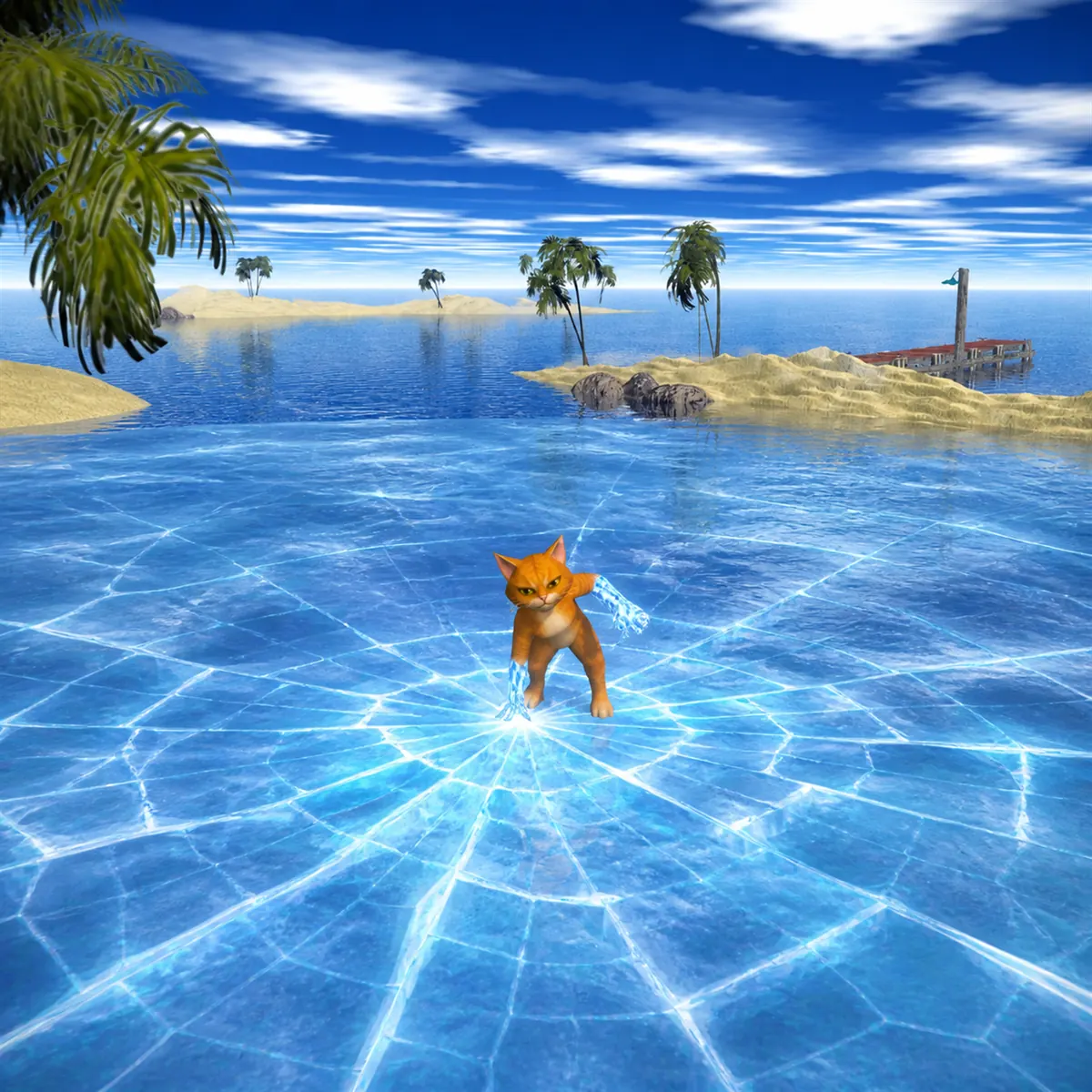 Diamond Paws Cat on cracking ice